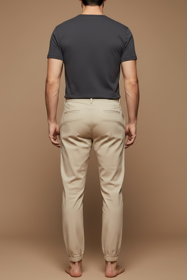 Pantalon Chinois Beige Coton Jogger Décontracté Homme - vue 2
