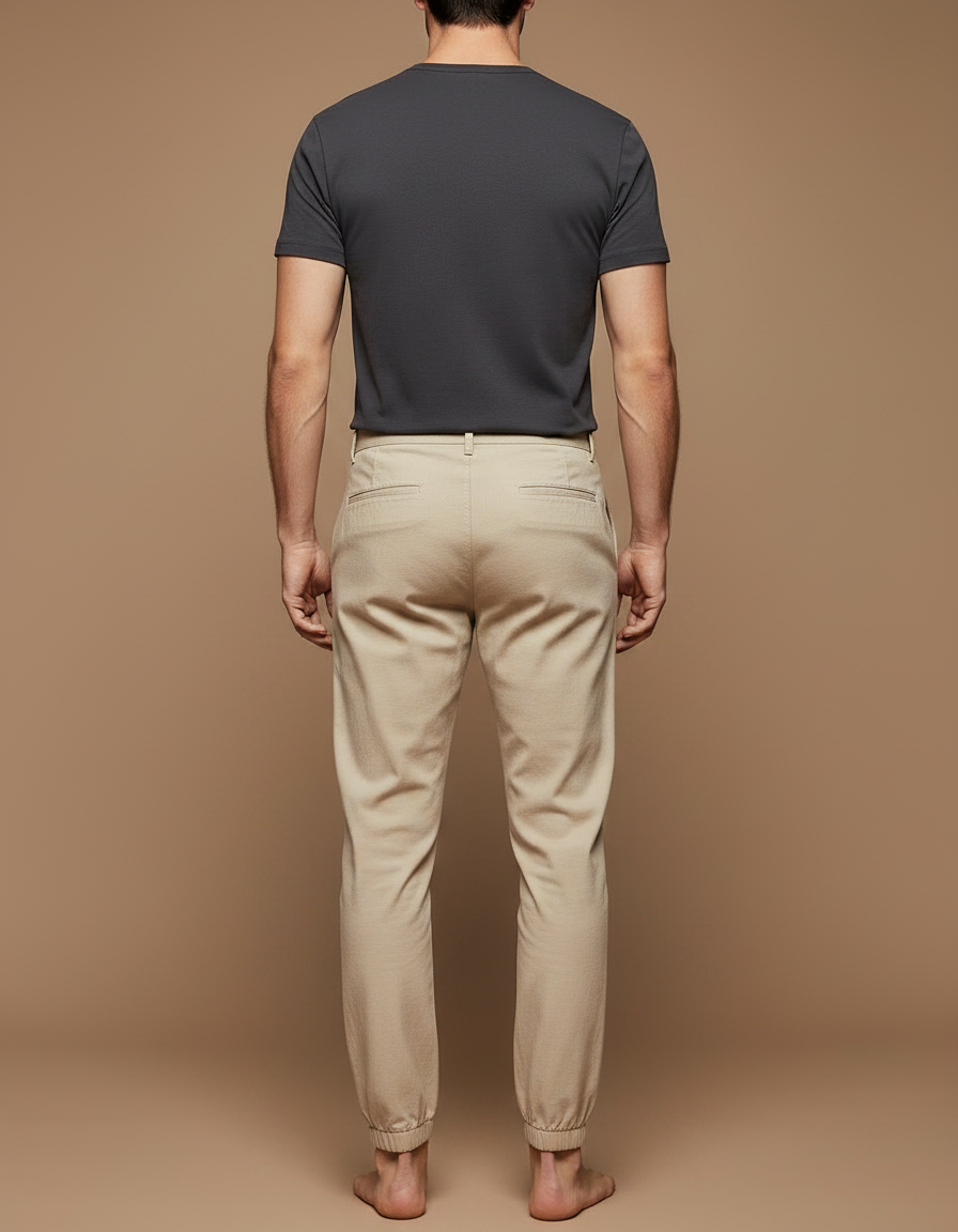 Pantalon Chinois Beige Coton Jogger Décontracté Homme - vue 2