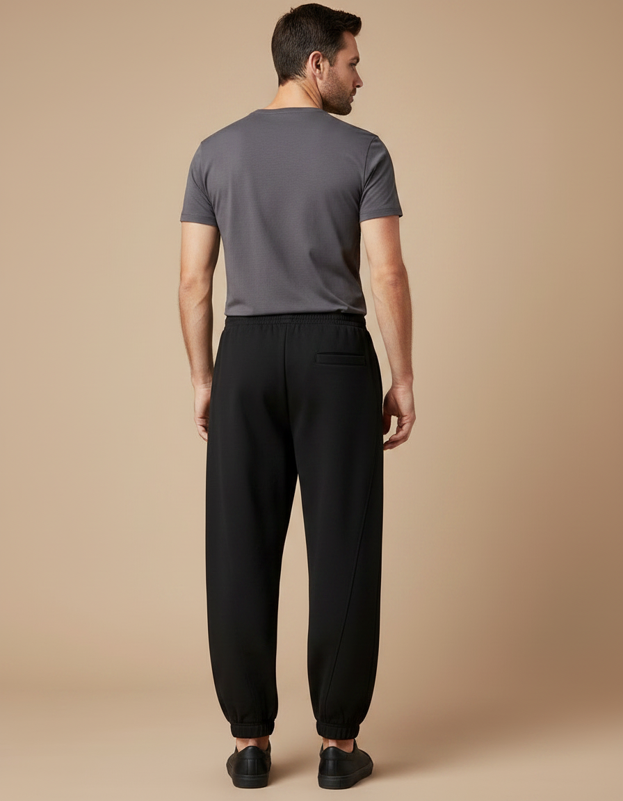 Pantalon Chinois Noir Ample Brodé Yin Yang Homme - Molleton - vue 2