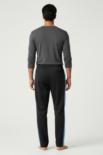 Pantalon Chinois Noir Bandes Bleues Sport Homme - Polyester - vue 2