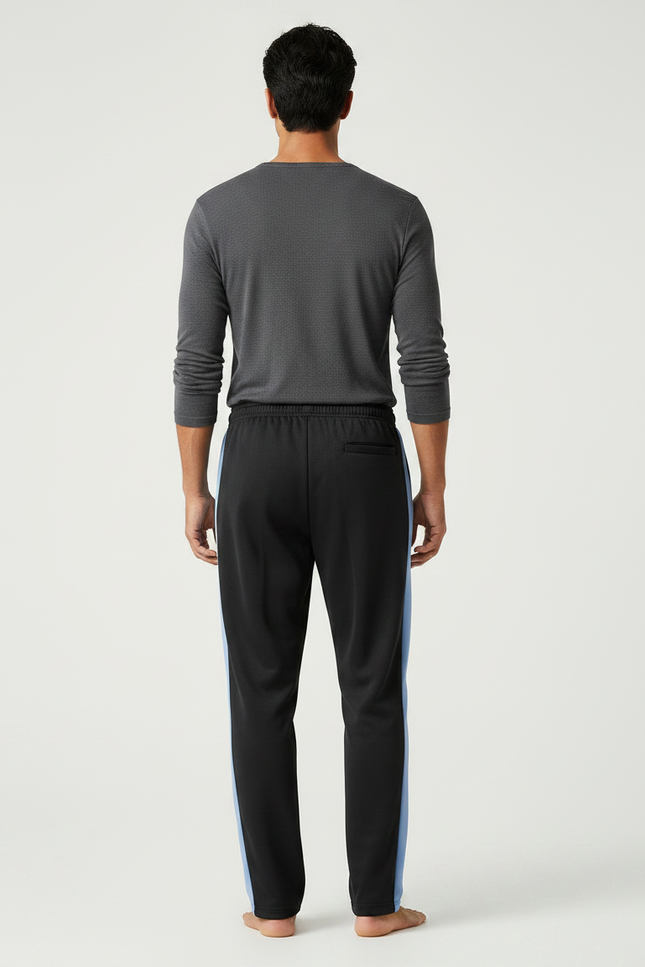 Pantalon Chinois Noir Bandes Bleues Sport Homme - Polyester - vue 2