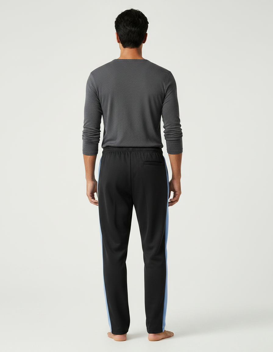 Pantalon Chinois Noir Bandes Bleues Sport Homme - Polyester - vue 2