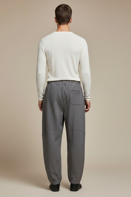 Pantalon Chinois Gris Lin Ample Décontracté Harem Homme - vue 2