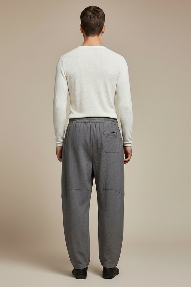 Pantalon Chinois Gris Lin Ample Décontracté Harem Homme - vue 2
