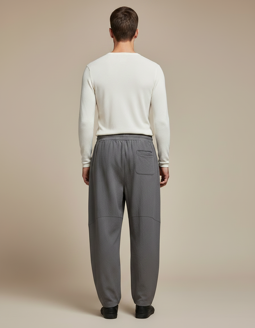 Pantalon Chinois Gris Lin Ample Décontracté Harem Homme - vue 2