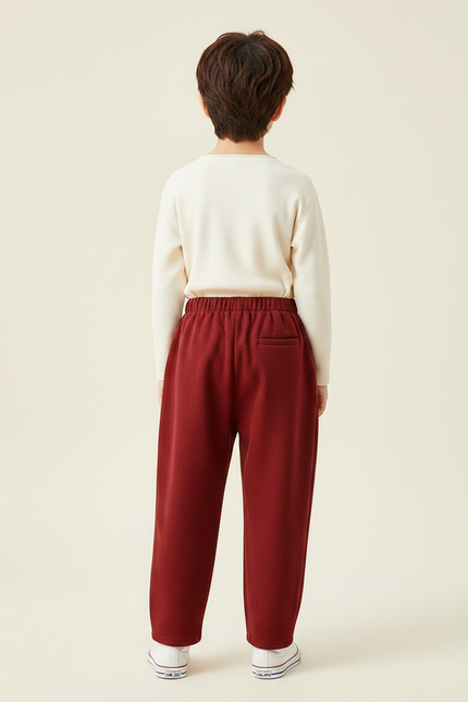 Pantalon Chinois Bordeaux Ample Molleton Enfant Décontracté - vue 2