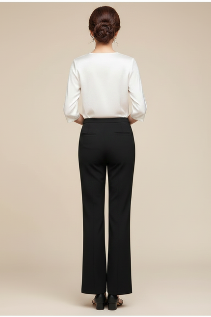Pantalon Chinois Femme Noir Droit - Polyester - vue 2