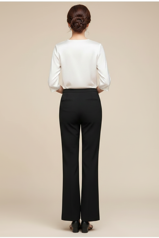 Pantalon Chinois Femme Noir Droit - Polyester - vue 2
