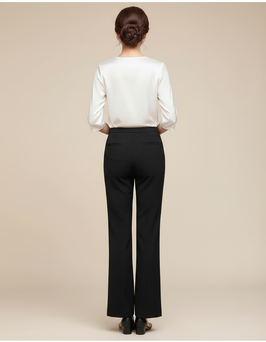 Pantalon Chinois Femme Noir Droit - Polyester - vue 2