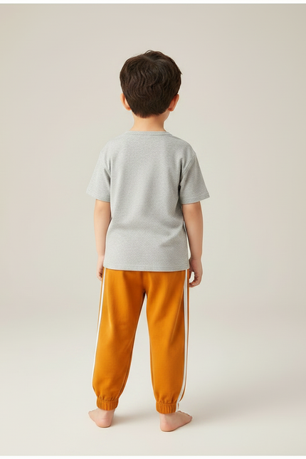 Pantalon Chinois Orange Ample Rayé Garçon Décontracté - Molleton - vue 2