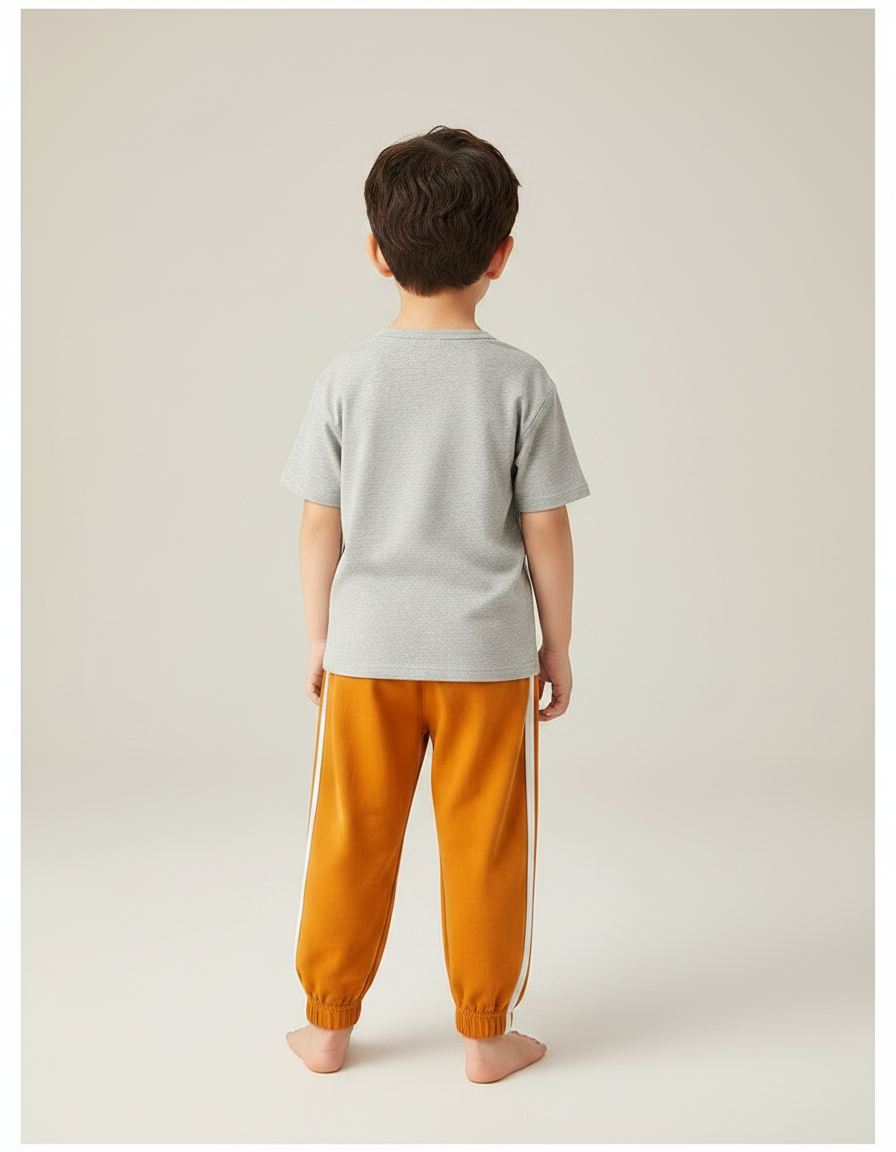 Pantalon Chinois Orange Ample Rayé Garçon Décontracté - Molleton - vue 2