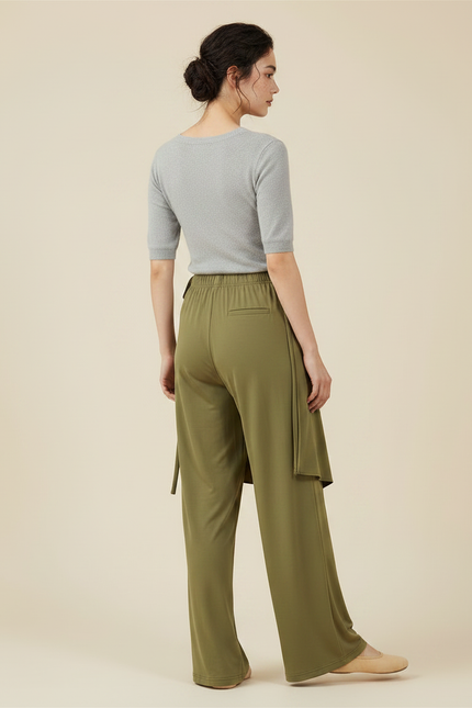 Pantalon Chinois Vert Fluide Ample Moderne Danse - Viscose - vue 2