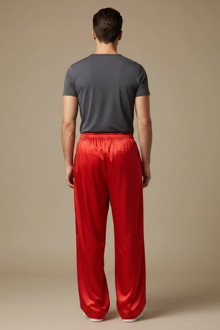 Pantalon Chinois Rouge Satiné Ample Fluide Homme - vue 2