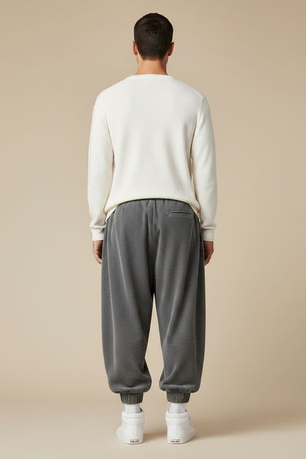 Pantalon Chinois Gris Côtelé Large Sport Homme - Cordé - vue 2