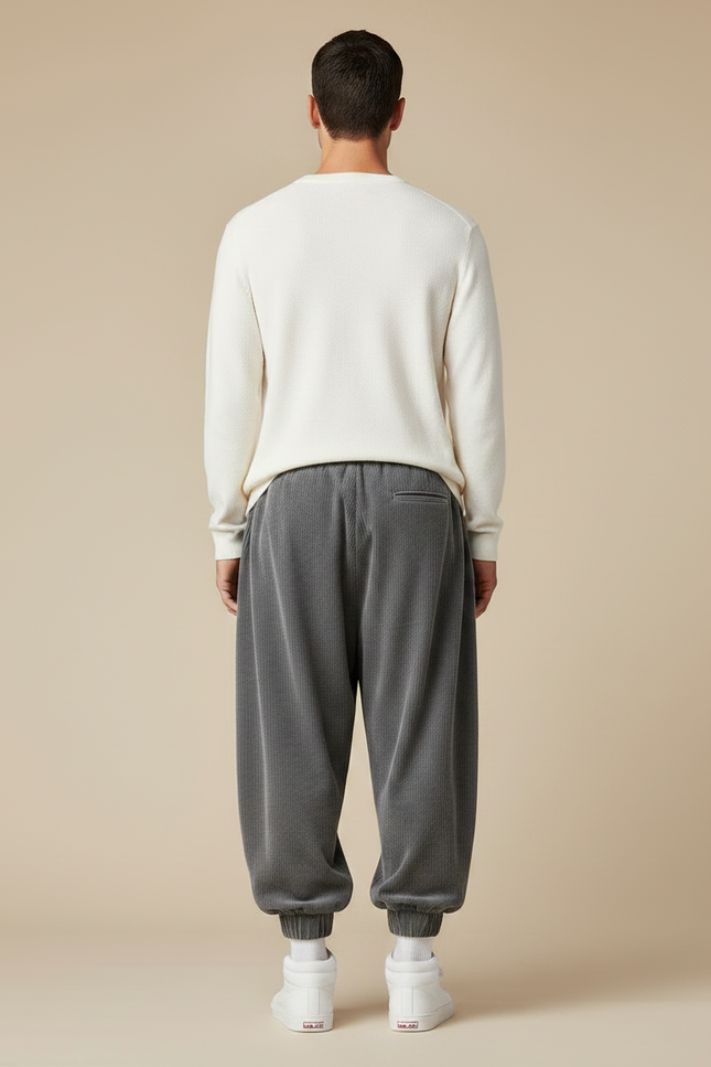 Pantalon Chinois Gris Côtelé Large Sport Homme - Cordé - vue 2