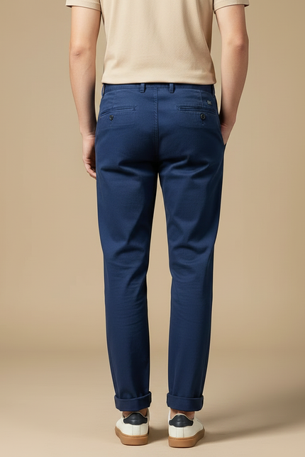 Pantalon Chinois Bleu Marine Décontracté Coton Homme Droit - vue 2
