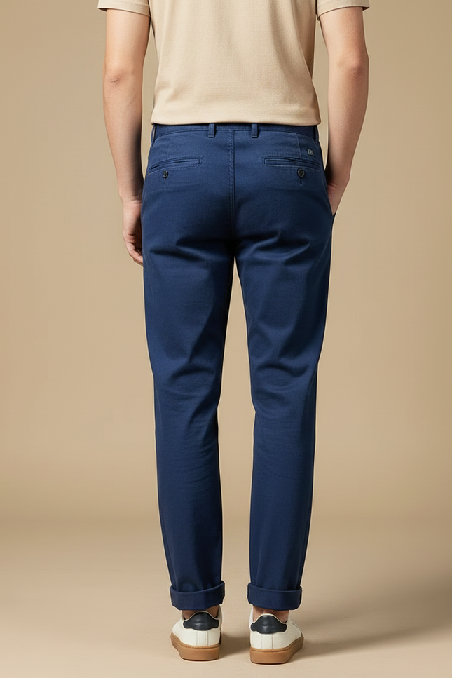 Pantalon Chinois Bleu Marine Décontracté Coton Homme Droit - vue 2