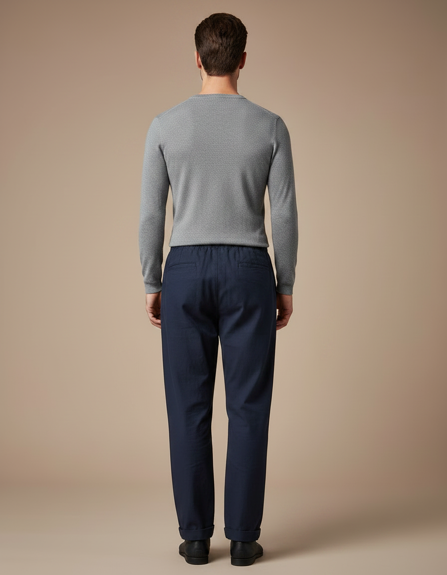 Pantalon Chinois Homme Bleu Marine Ample - Coton - vue 2
