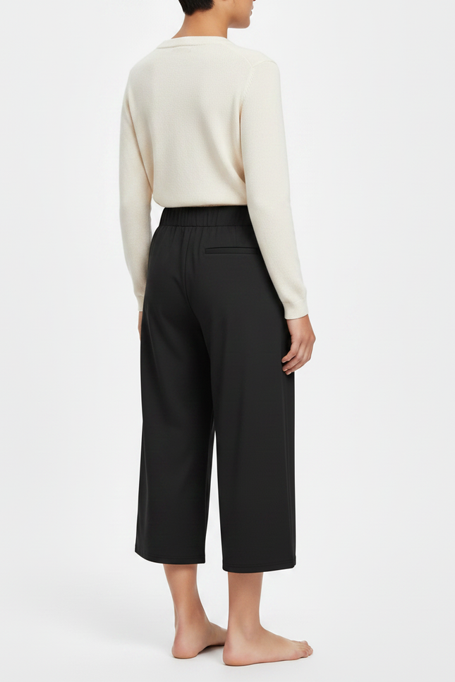 Pantalon Chinois Noir Ample Fluide Élastique Décontracté Femme - Polyester - vue 2