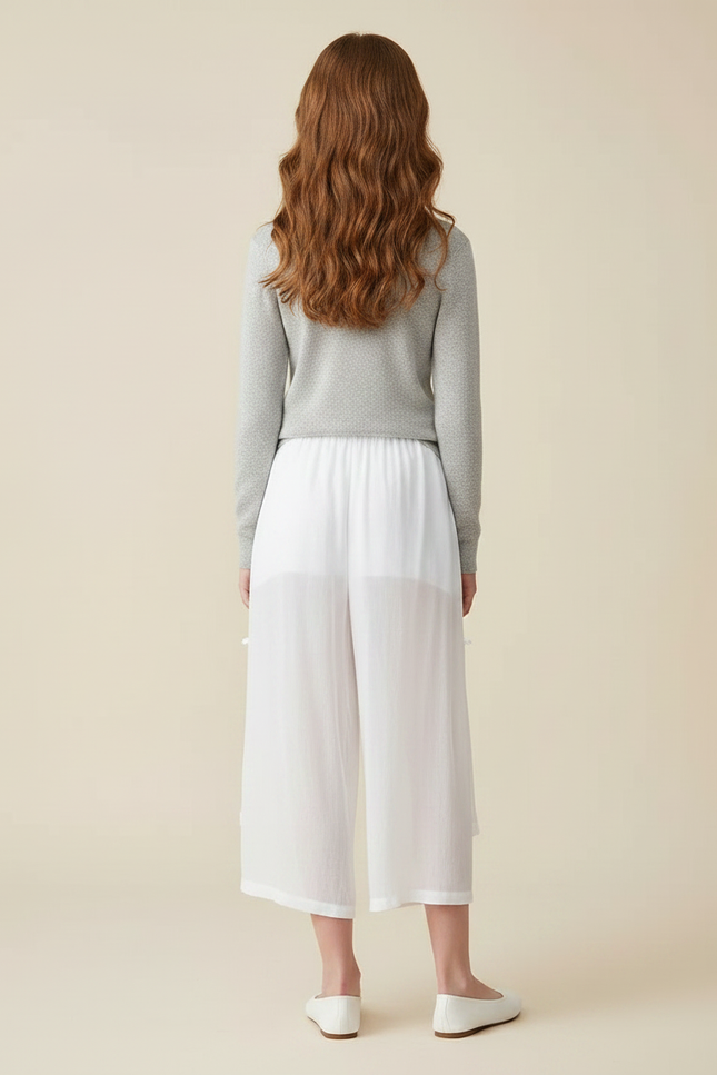 Pantalon Chinois Blanc Ample Fluide Estival Femme - Lin - vue 2