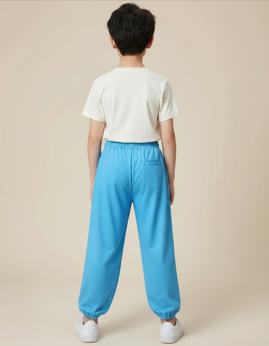 Pantalon Chinois Bleu Ample Dragon Brodé Enfant - Molleton - vue 2