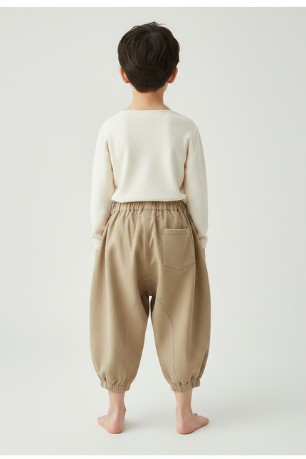 Pantalon Chinois Beige Ample Décontracté Harem Enfant - Coton - vue 2