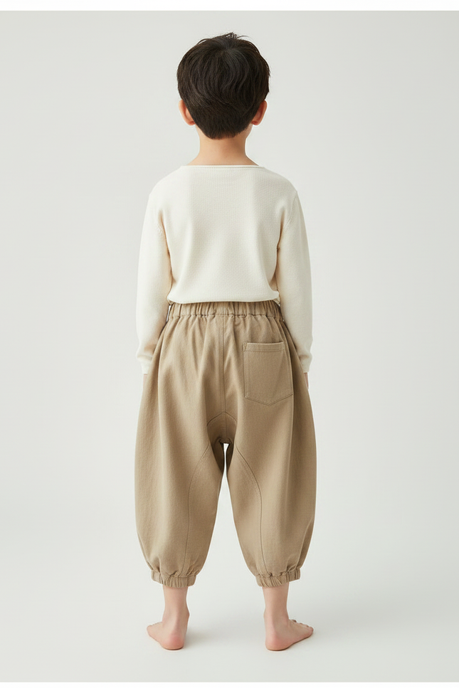 Pantalon Chinois Beige Ample Décontracté Harem Enfant - Coton - vue 2