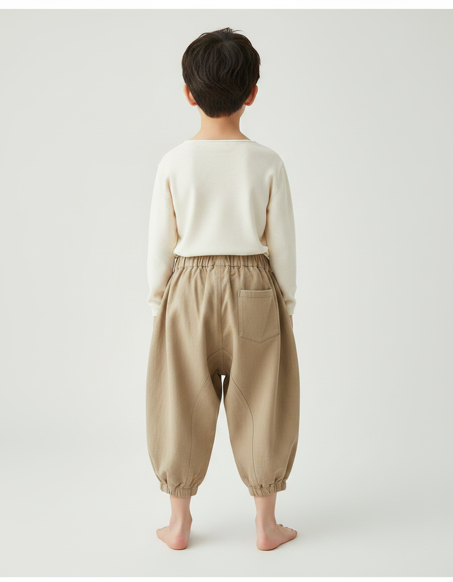 Pantalon Chinois Beige Ample Décontracté Harem Enfant - Coton - vue 2