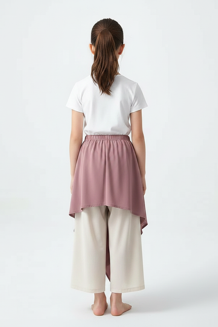 Pantalon Chinois Fluide Rose Beige Superposé Élégant - Multicolore Polyester - vue 2