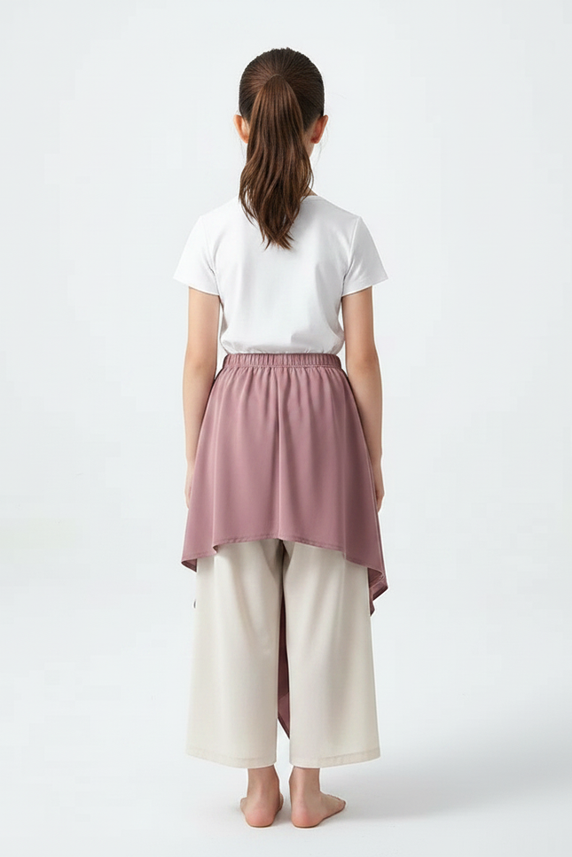 Pantalon Chinois Fluide Rose Beige Superposé Élégant - Multicolore Polyester - vue 2