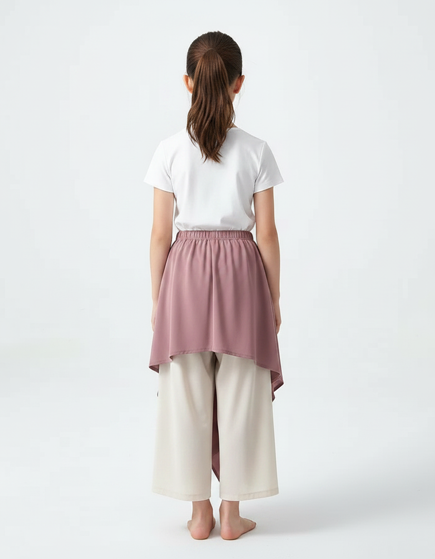 Pantalon Chinois Fluide Rose Beige Superposé Élégant - Multicolore Polyester - vue 2