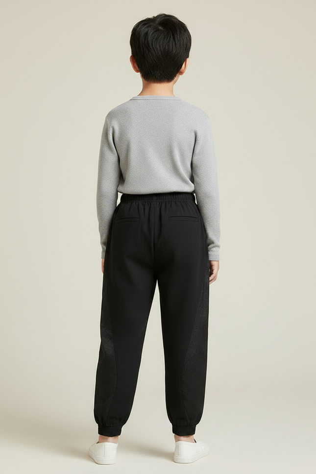 Pantalon Chinois Garçon Noir Ample - Polyester - vue 2