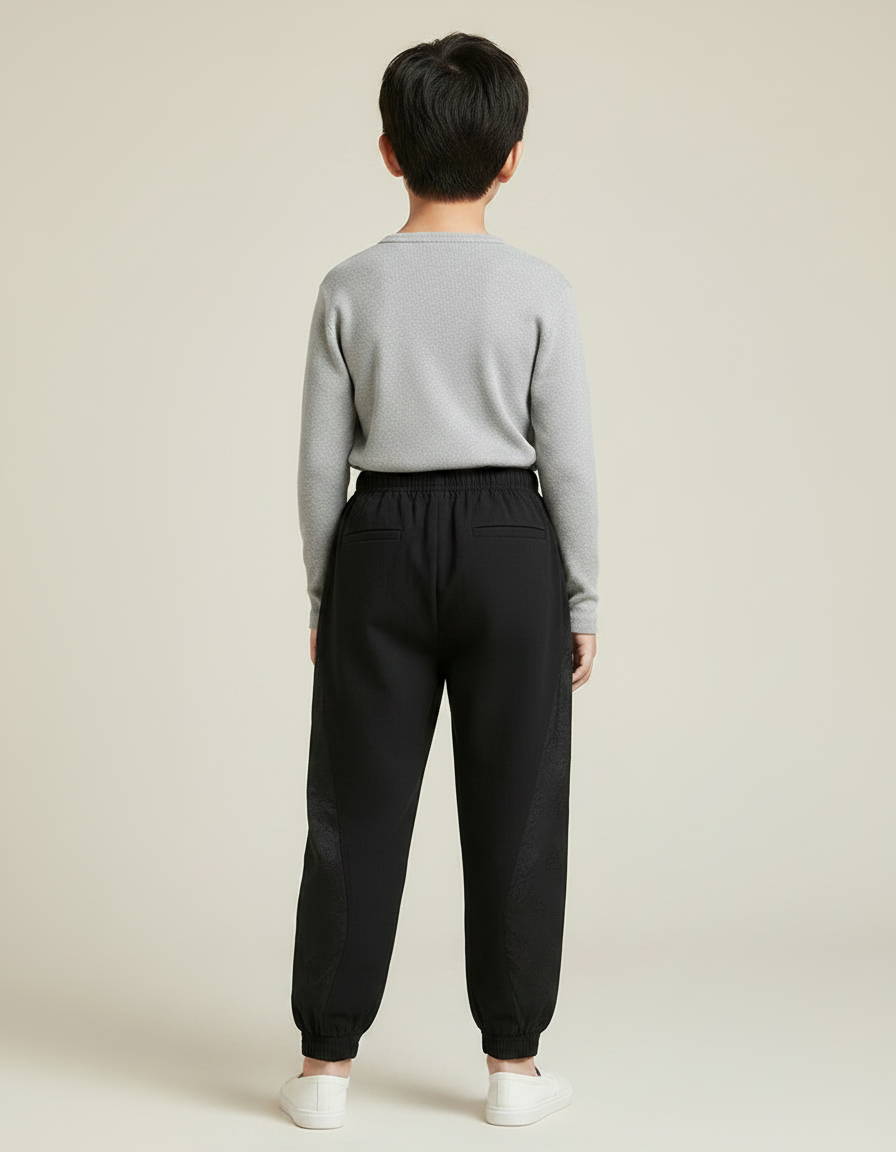 Pantalon Chinois Garçon Noir Ample - Polyester - vue 2