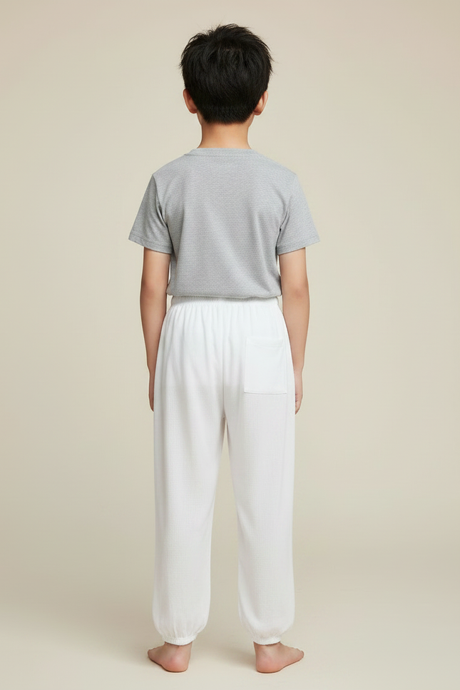 Pantalon Chinois Blanc Ample Coton Enfant - vue 2