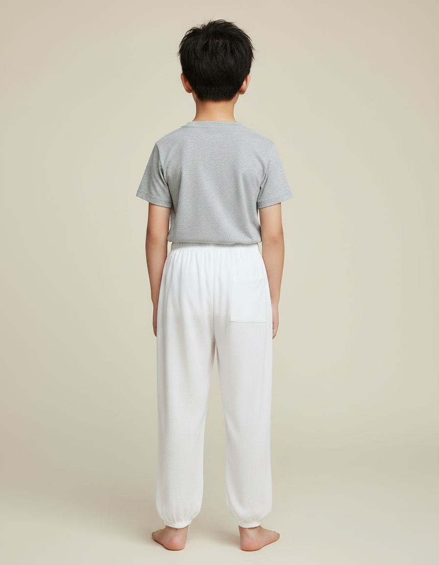 Pantalon Chinois Blanc Ample Coton Enfant - vue 2