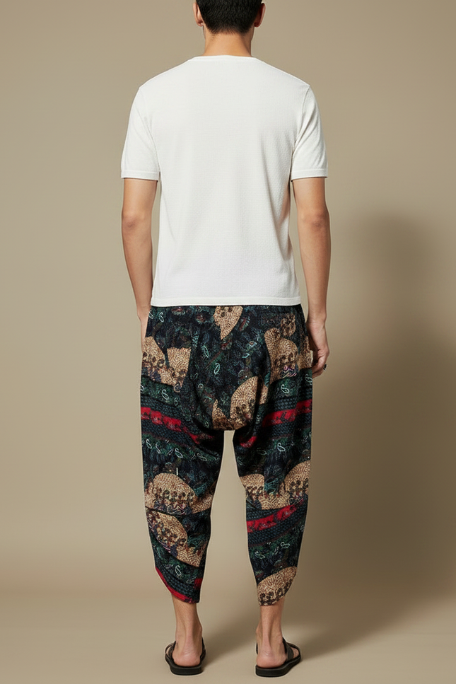 Pantalon Chinois Harem Imprimé Ethnique Coton Ample - vue 2