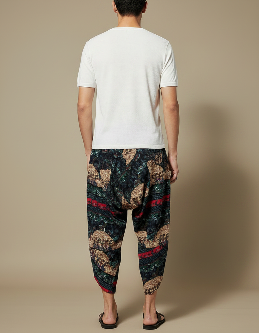 Pantalon Chinois Harem Imprimé Ethnique Coton Ample - vue 2