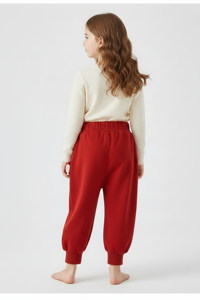 Pantalon Chinois Rouge Épais Ample Côtelé Coeur - Molleton - vue 2