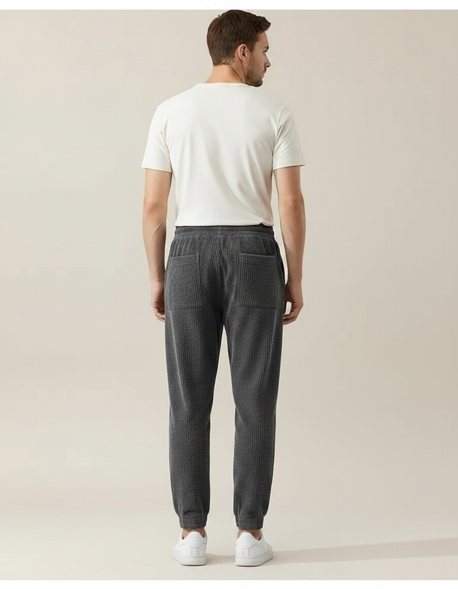 Pantalon Chinois Velours Côtelé Gris Décontracté Homme - Cordé - vue 2
