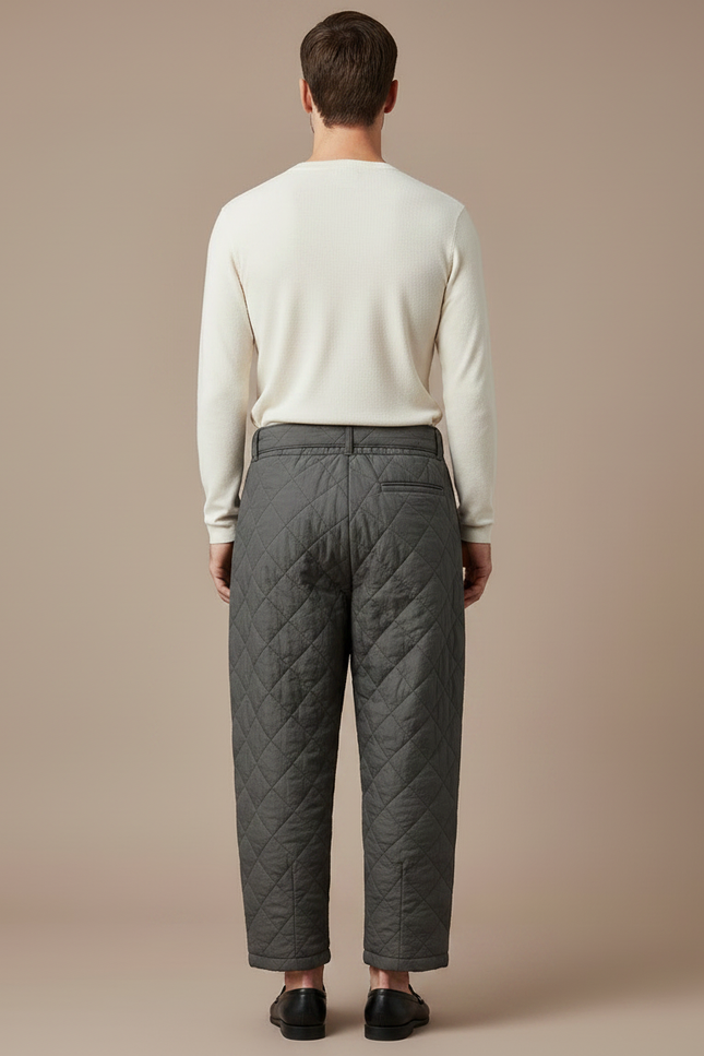 Pantalon Chinois Gris Matelassé Large Cordon Hiver Homme - Polyester - vue 2