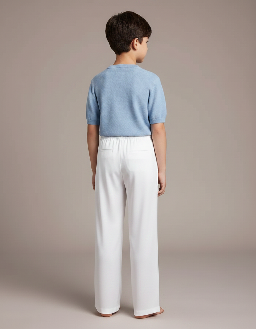 Pantalon Chinois Blanc Ample Fluide Satiné Enfant - vue 2