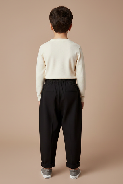 Pantalon Chinois Noir Ample Unisexe Décontracté Élégant - Polyester - vue 2