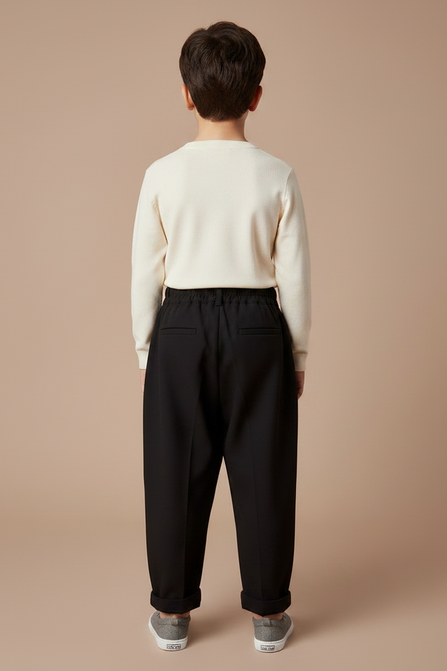Pantalon Chinois Noir Ample Unisexe Décontracté Élégant - Polyester - vue 2