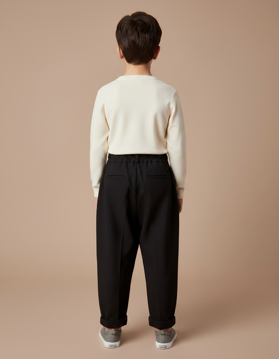 Pantalon Chinois Noir Ample Unisexe Décontracté Élégant - Polyester - vue 2