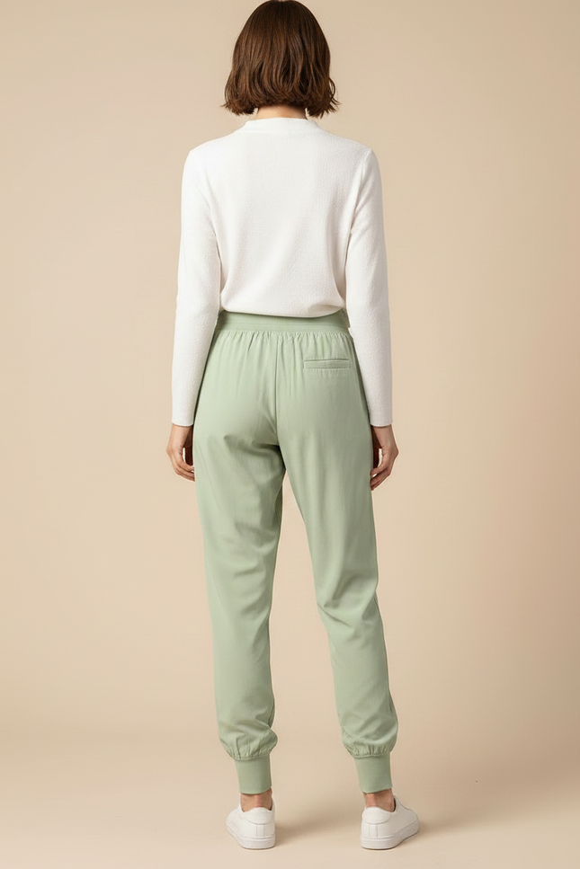 Pantalon Chinois Vert Clair Jogger Sport Cordon Fluide - Polyester - vue 2