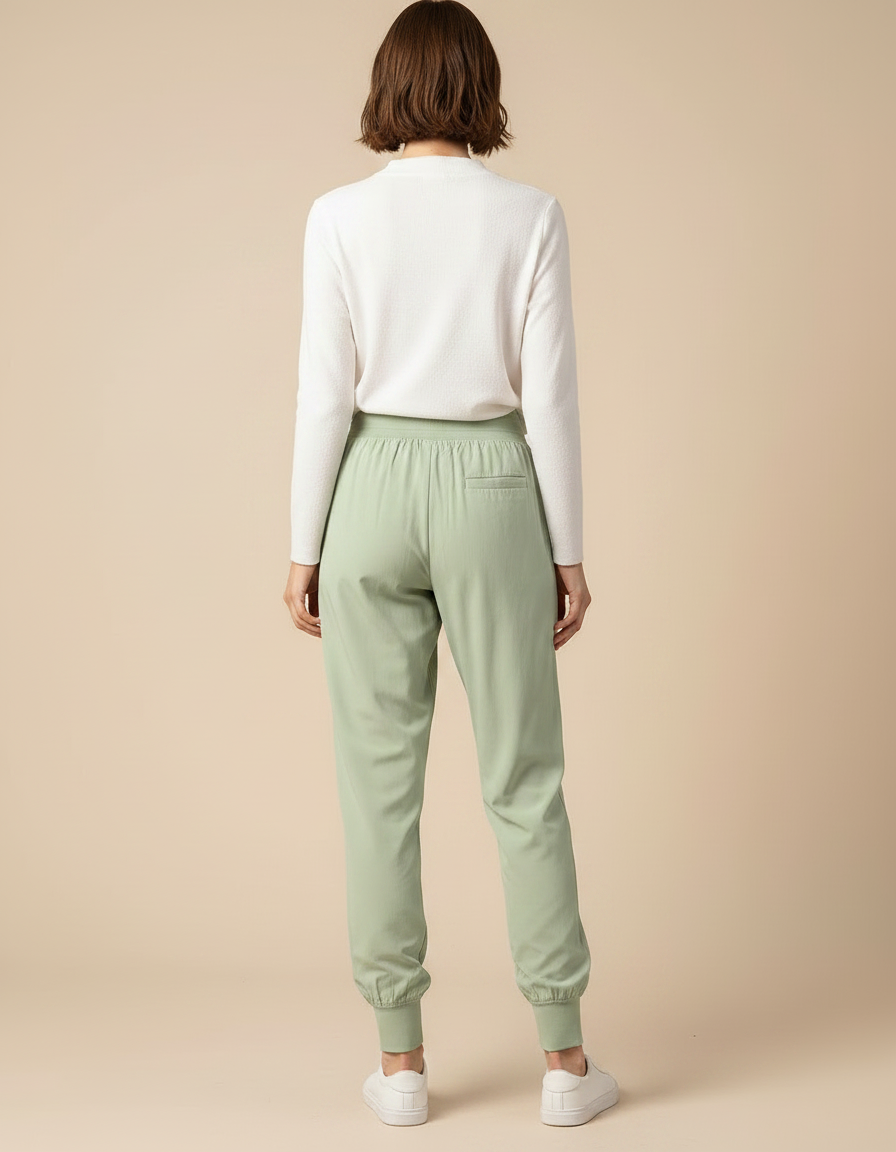 Pantalon Chinois Vert Clair Jogger Sport Cordon Fluide - Polyester - vue 2