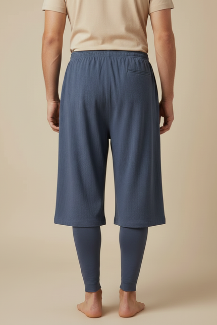 Pantalon Chinois Ample Coton Lin Moine Bleu - vue 2