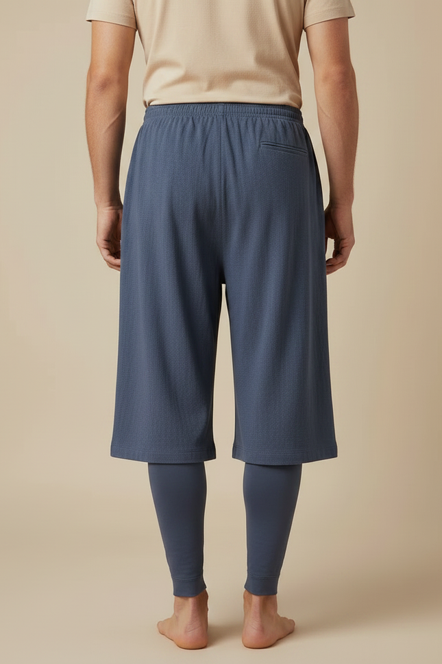 Pantalon Chinois Ample Coton Lin Moine Bleu - vue 2