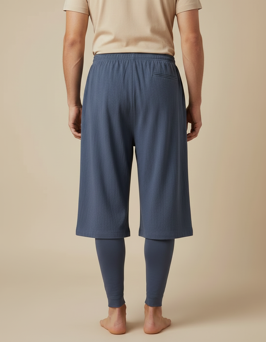 Pantalon Chinois Ample Coton Lin Moine Bleu - vue 2