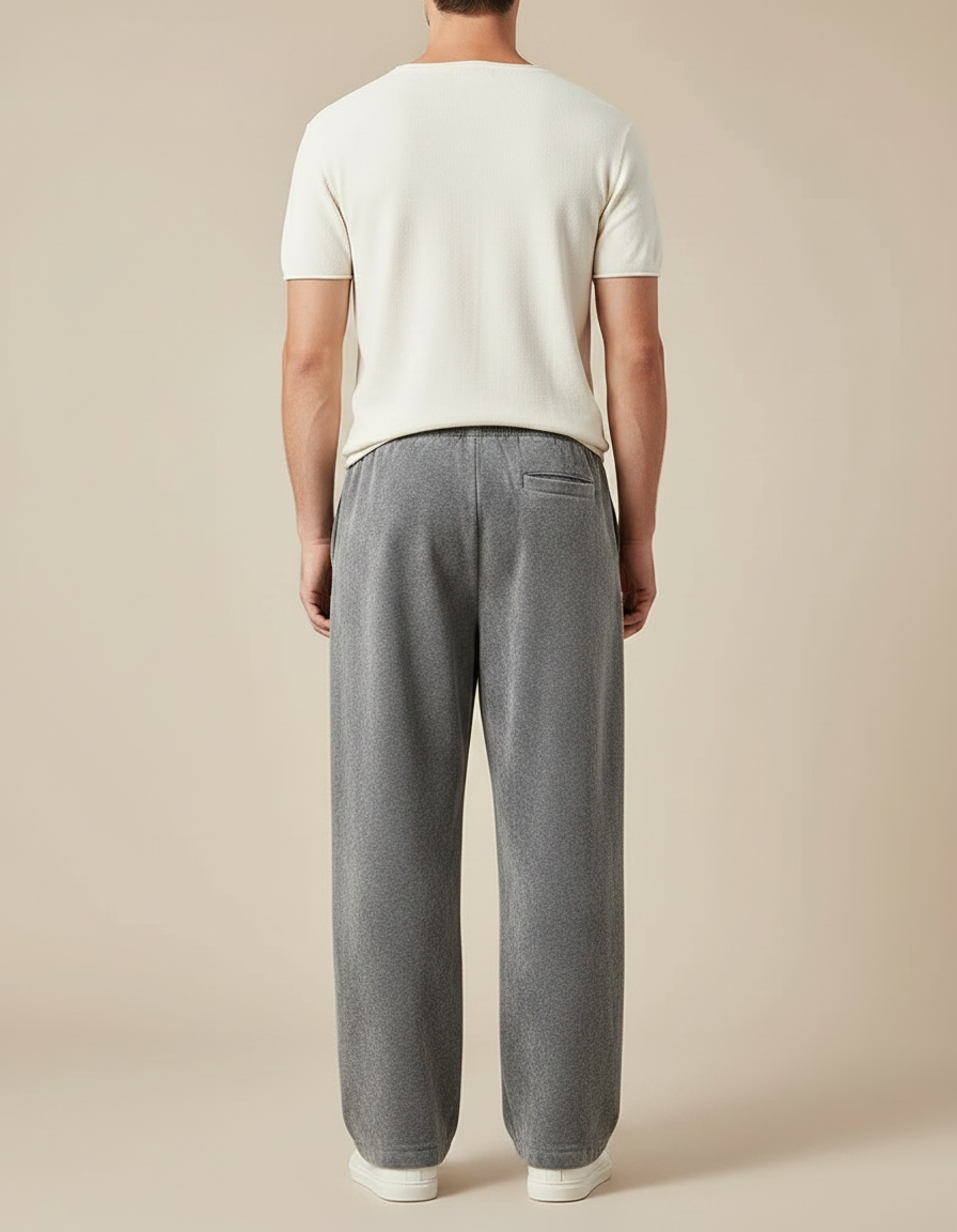 Pantalon Chinois Gris Velours Ample Décontracté Homme - vue 2